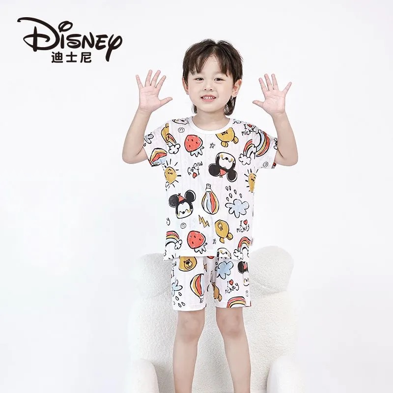 Disney/迪士尼儿童睡衣薄款短袖圆领家居服竹纤维空调服柔软衣服