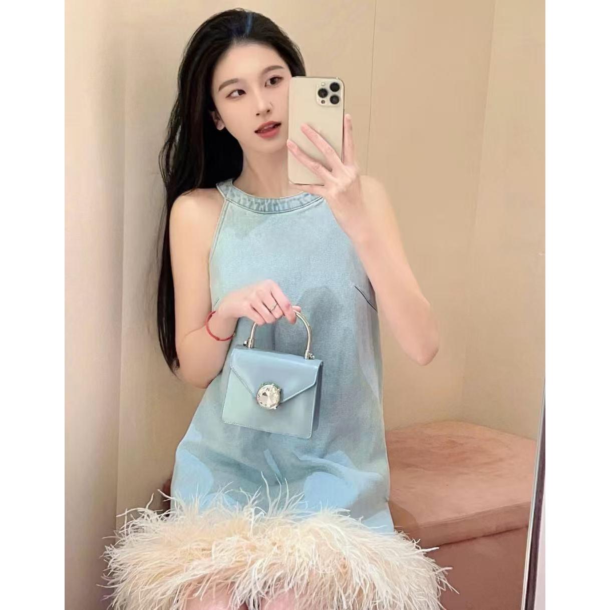 【DE MYSTERE】春季新款蓝色牛仔背心裙连衣裙GFC1050923