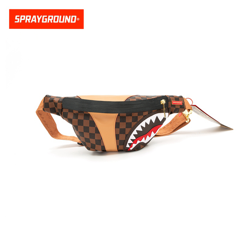 SPRAYGROUND鲨鱼嘴棋盘格腰包大容量斜挎包时尚同款XB W0735103