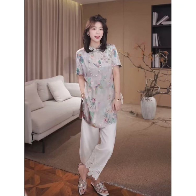 【蝶于】2025年飘彩蝶衣盘口款奥黛中袍上衣女款