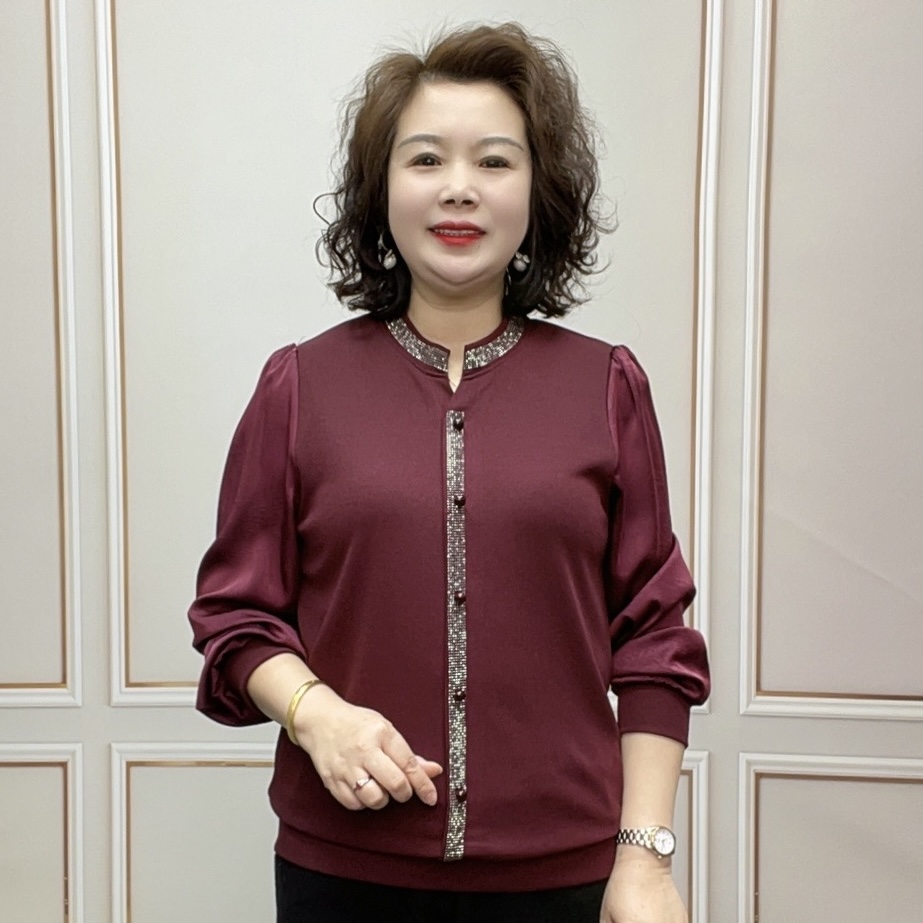 2025春季宽松长袖气质百搭洋气妈妈显瘦薄款高品质中老年打底衫