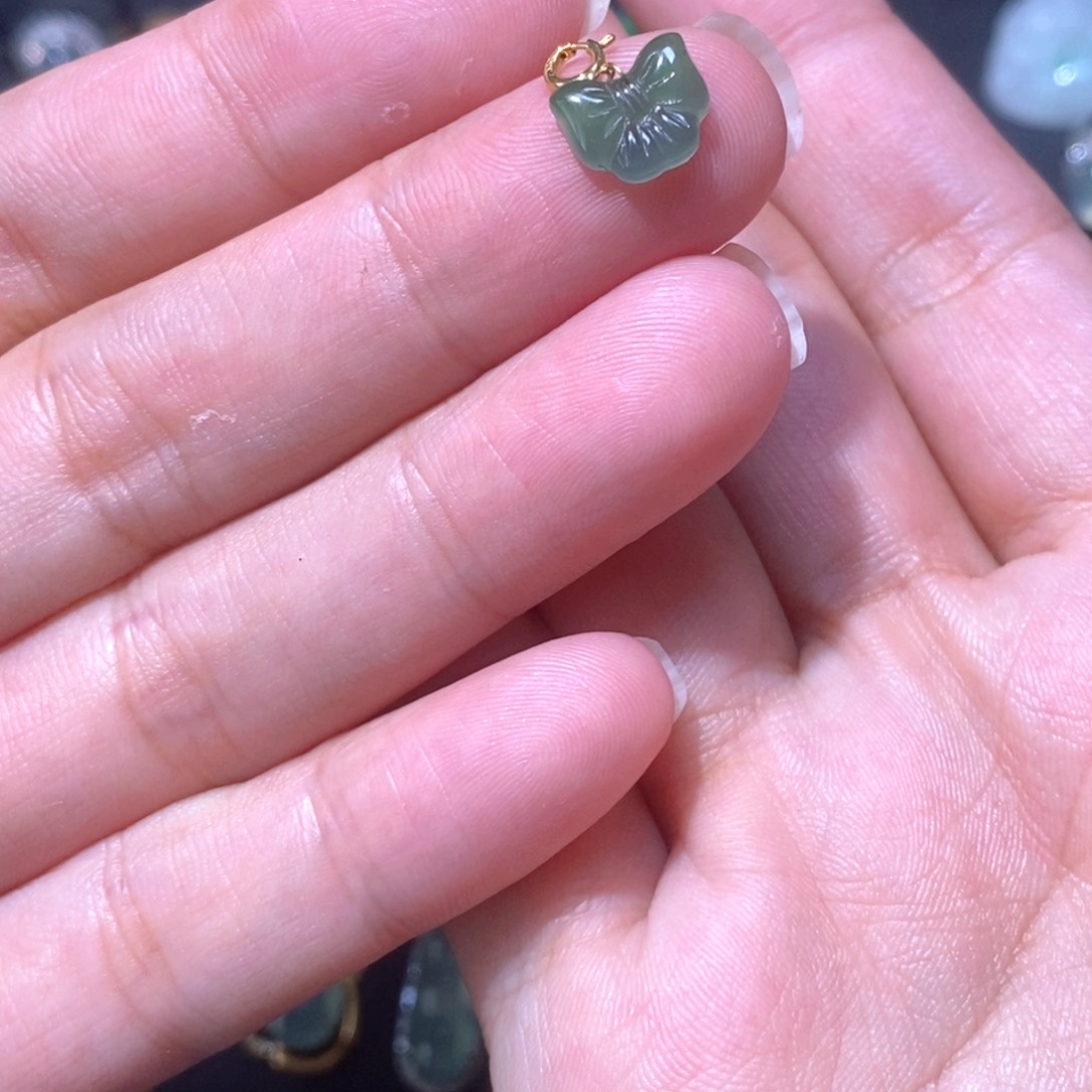 吊坠(不含链)18K金镶嵌翡翠