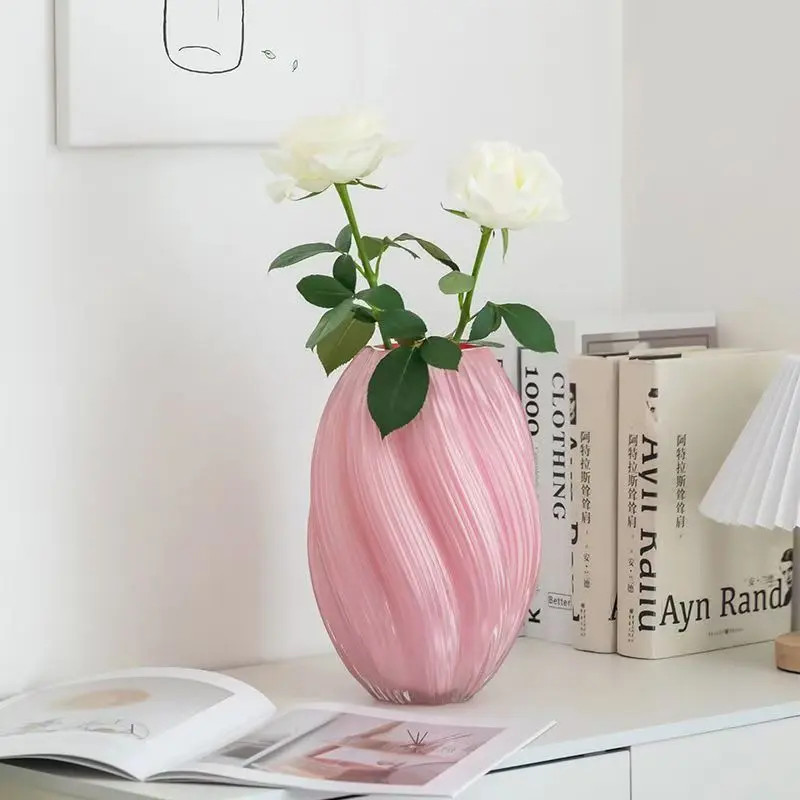 大号简约麦芽糖家居玻璃花瓶大号插花鲜花仿真花器客厅餐桌摆件