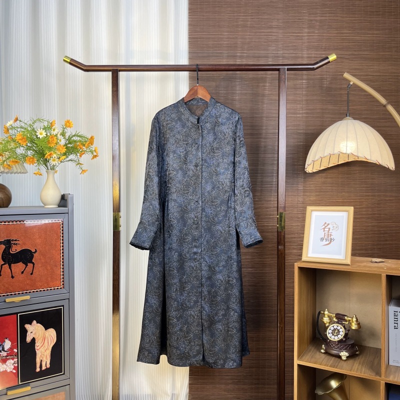 【047】【秋绥风衣外套】国风立领长袖腰部收褶风衣外套