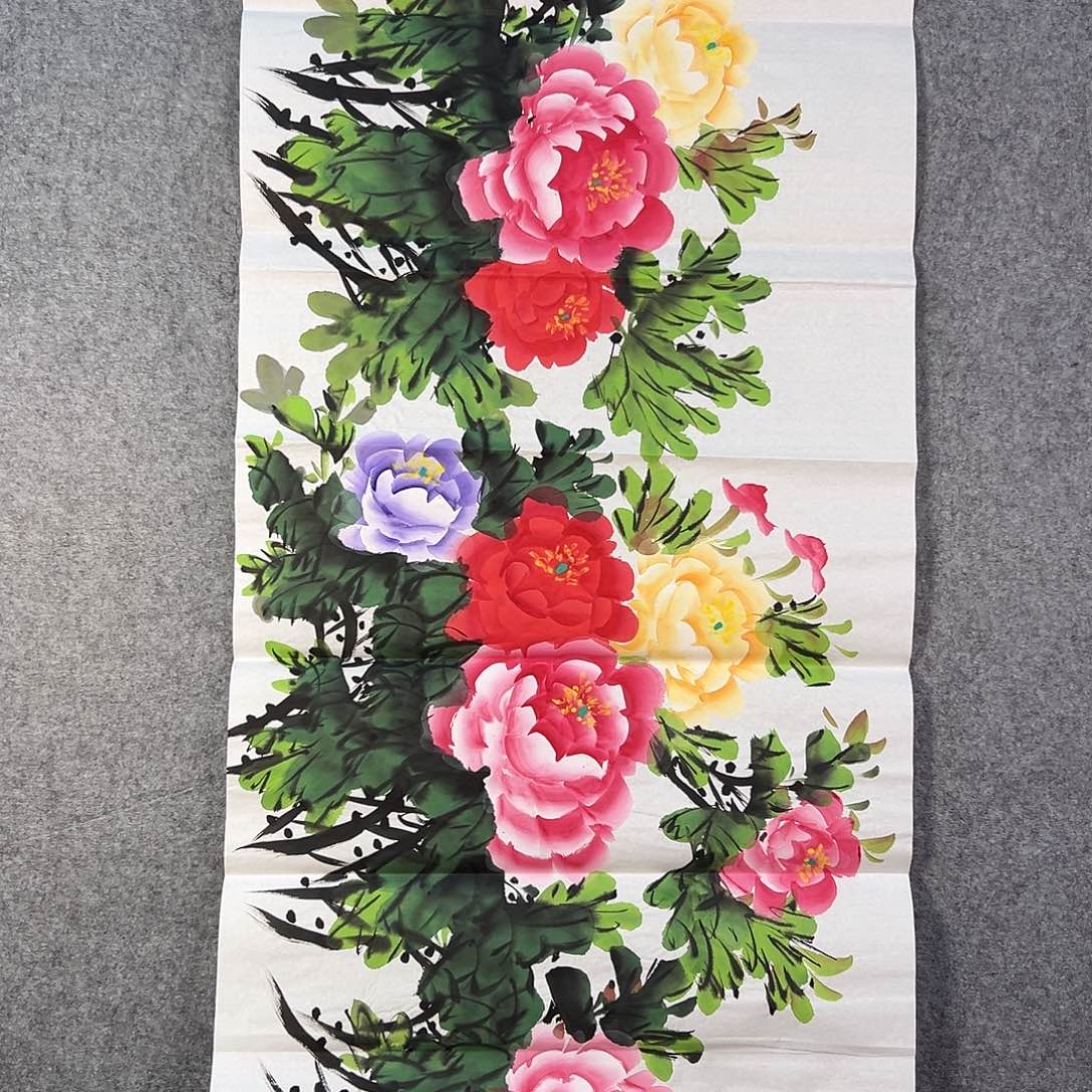 国画206 牡丹之花之叶的颜色与花色