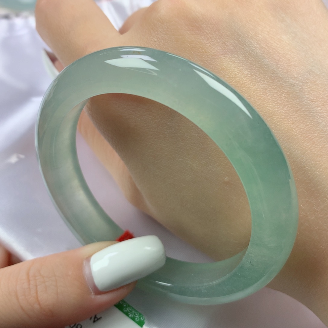 未镶嵌手镯翡翠冰透甜绿绿宝石毕业款正圈52