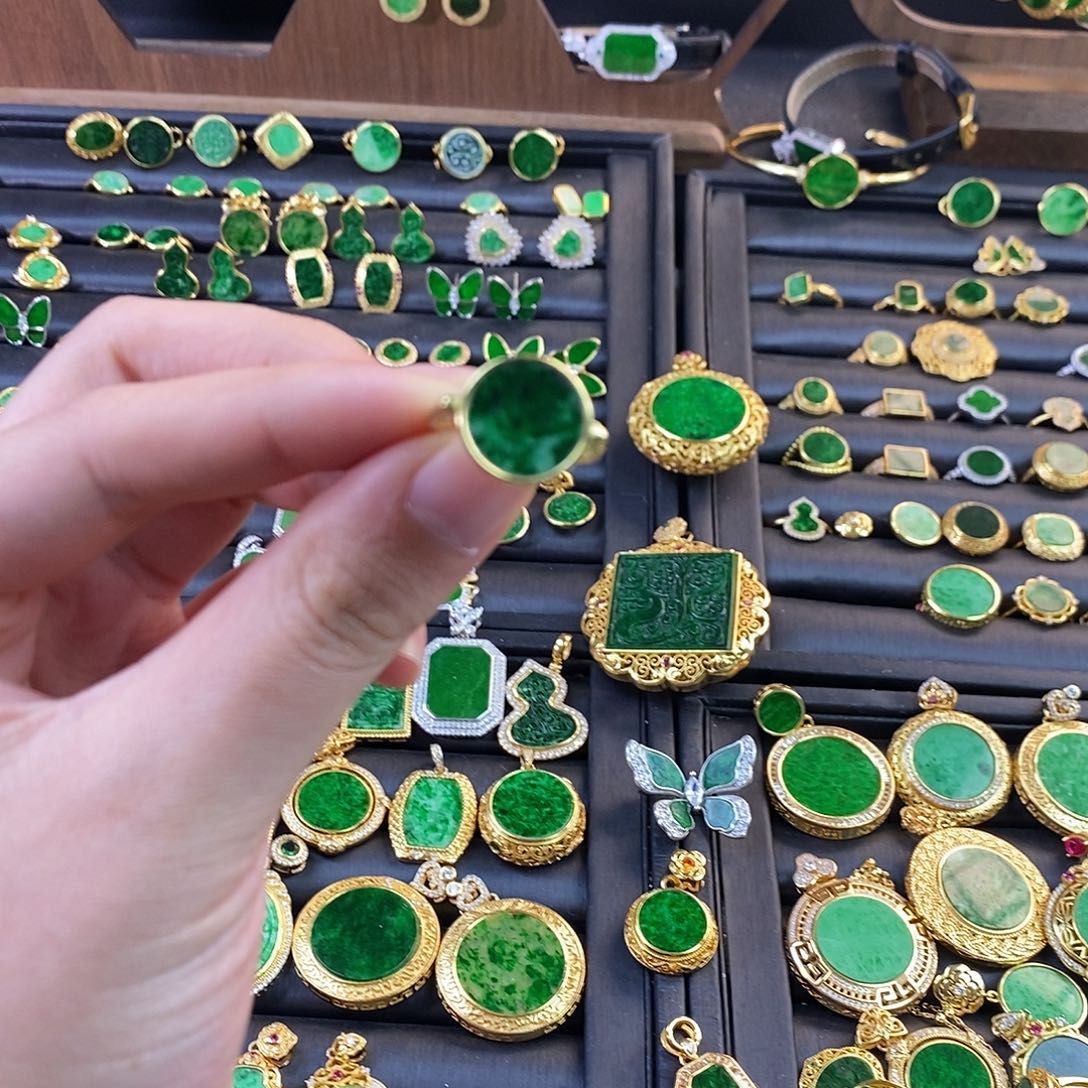 娜***雅翡翠银S925镶嵌吊坠(不含链)缅甸翡翠戒指