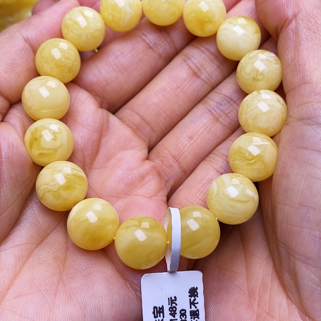 素****蜜蜡未镶嵌手串12圆珠手串