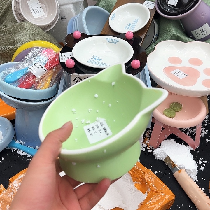 陶瓷矮脚斜口青苹果绿