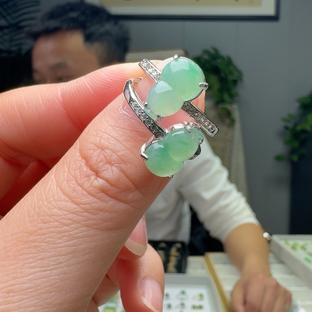 翡翠银S925镶嵌戒指多样性发货其一