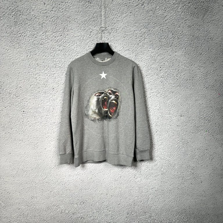 99新 Givenchy/纪梵希 灰色五星猿头卫衣/S码