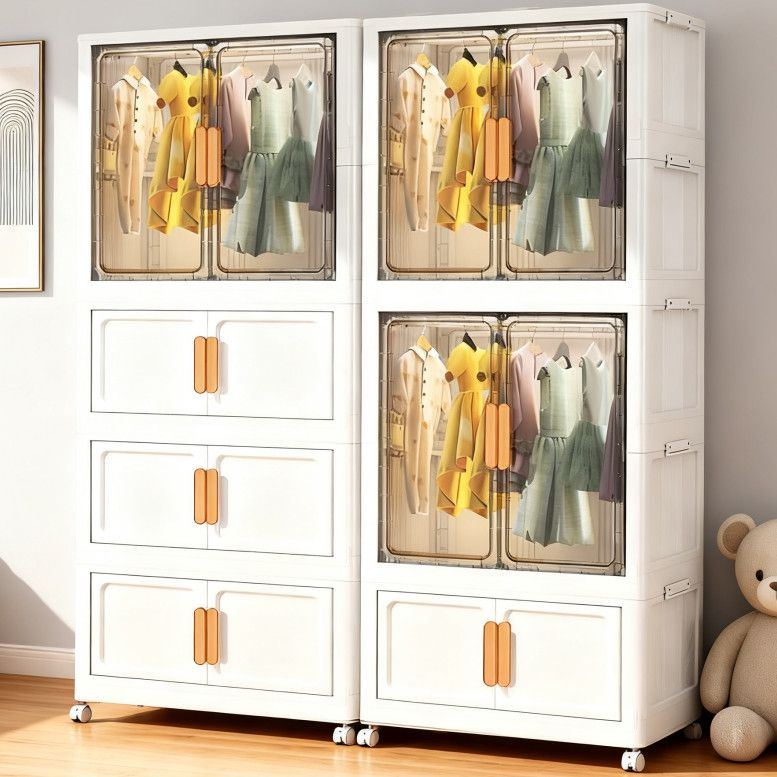 A免安装折叠儿童衣柜收纳柜子客厅杂物柜零食储物玩具置物架卧室