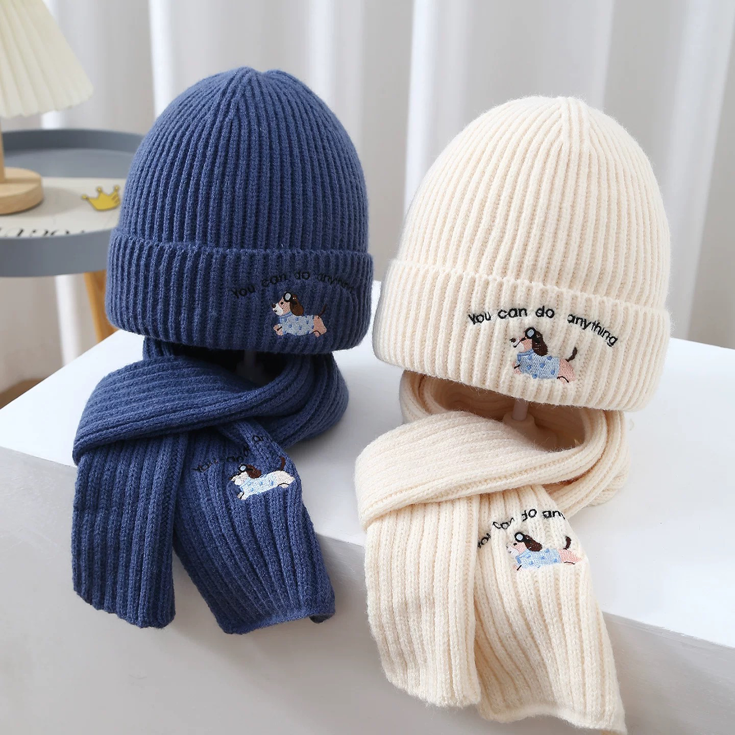 儿童冬季帽子男童围巾套装秋冬季保暖加厚防风女童护耳帽男孩女孩