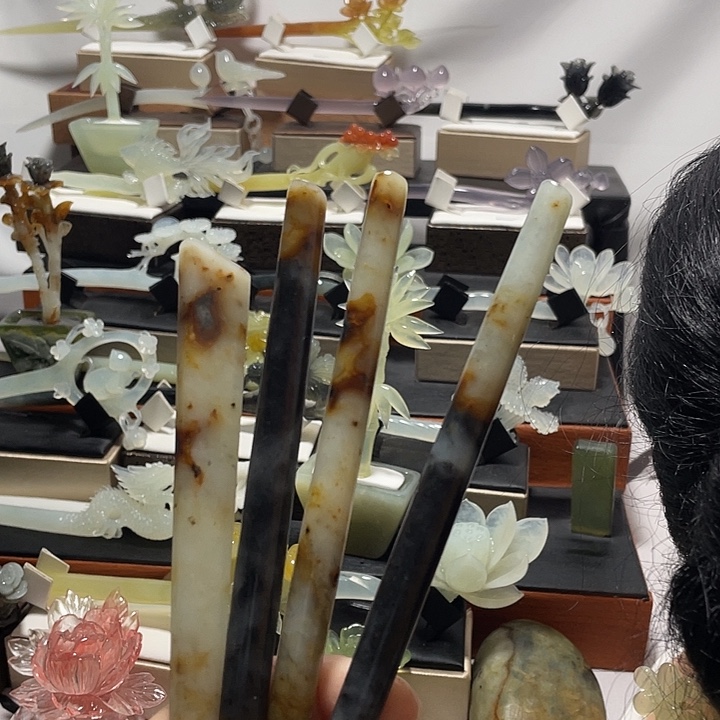 蛇纹石玉合金发饰