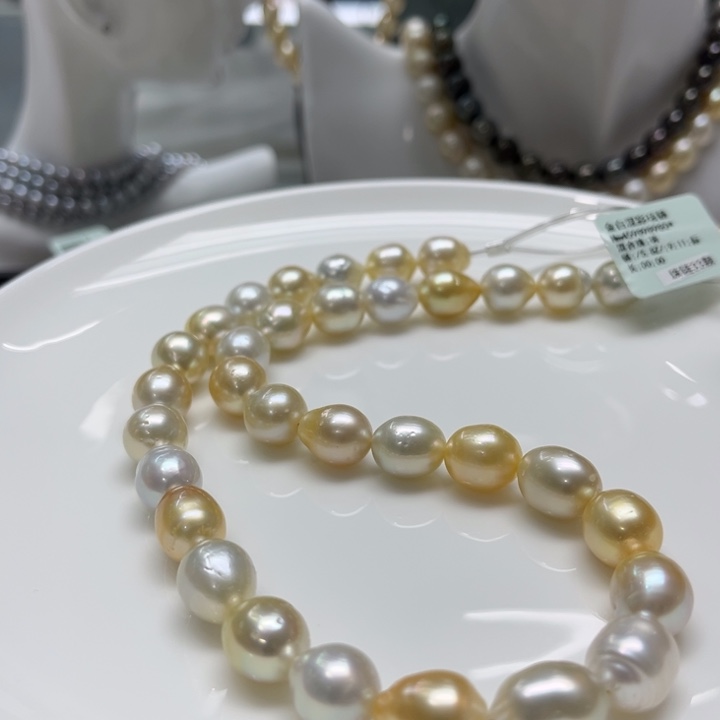 海水珍珠项链银S925镶嵌9-11mm