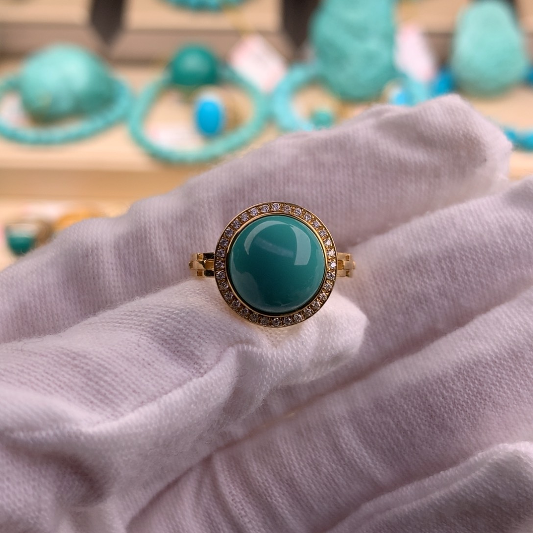 绿松石珠宝奇石18K金镶嵌