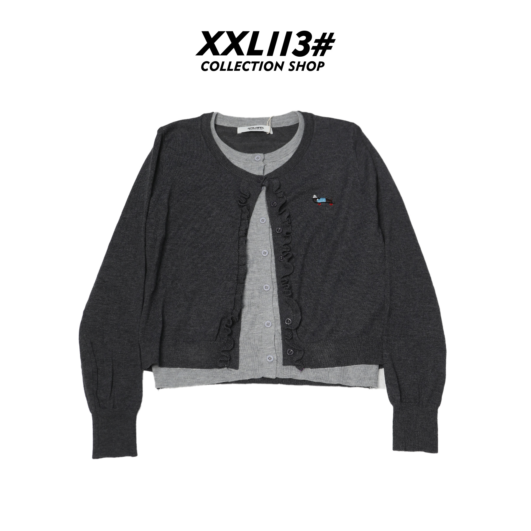 113* CENTRALIZED SHOP刺绣毛针织衫miu系拼接针织开衫X5F05H6840