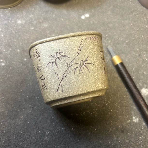 不凡全手工精品刻绘紫砂主人杯四方茶杯