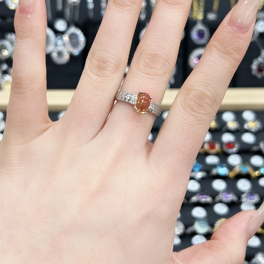 黄晶戒指银S925镶嵌戒指