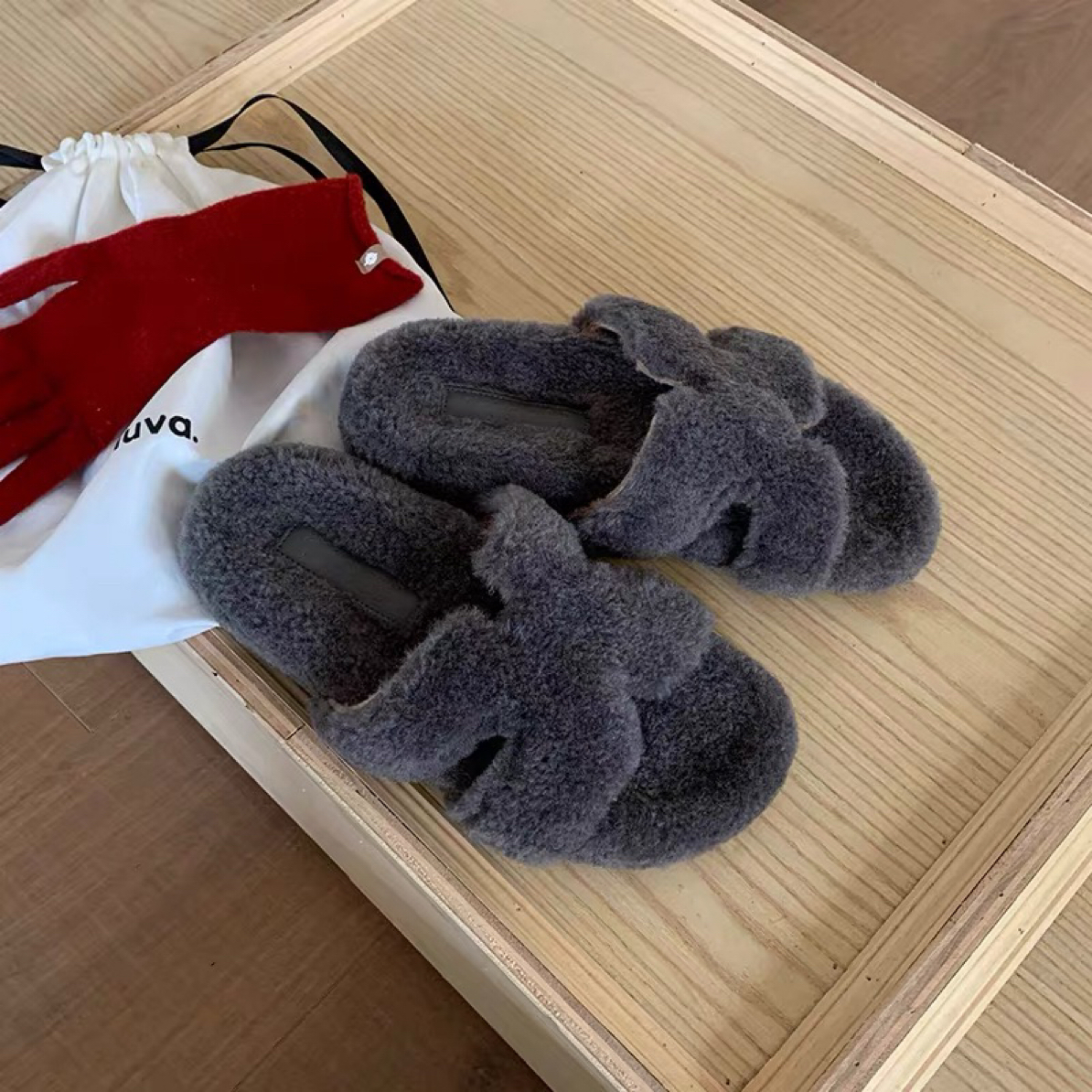  SUSU 毛毛拖鞋女外穿秋季新款厚底拖鞋 8006-8 过1