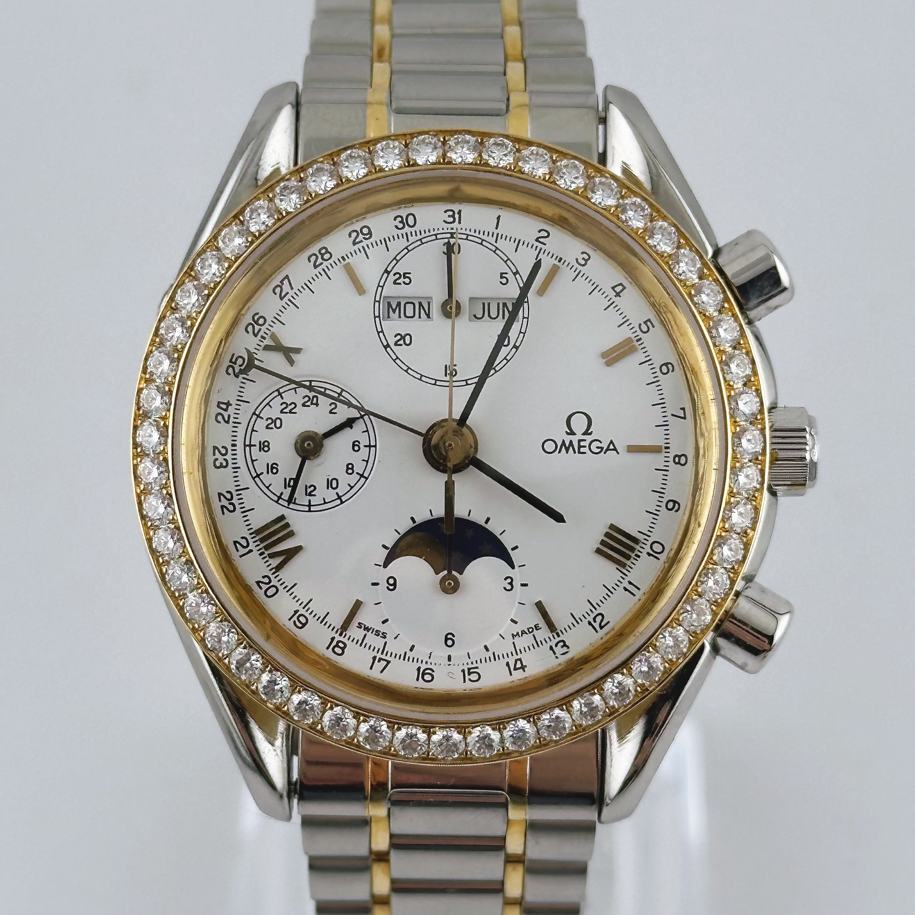 95新 Omega/欧米茄 超霸/39盘/后镶钻/自动机械/男士腕表