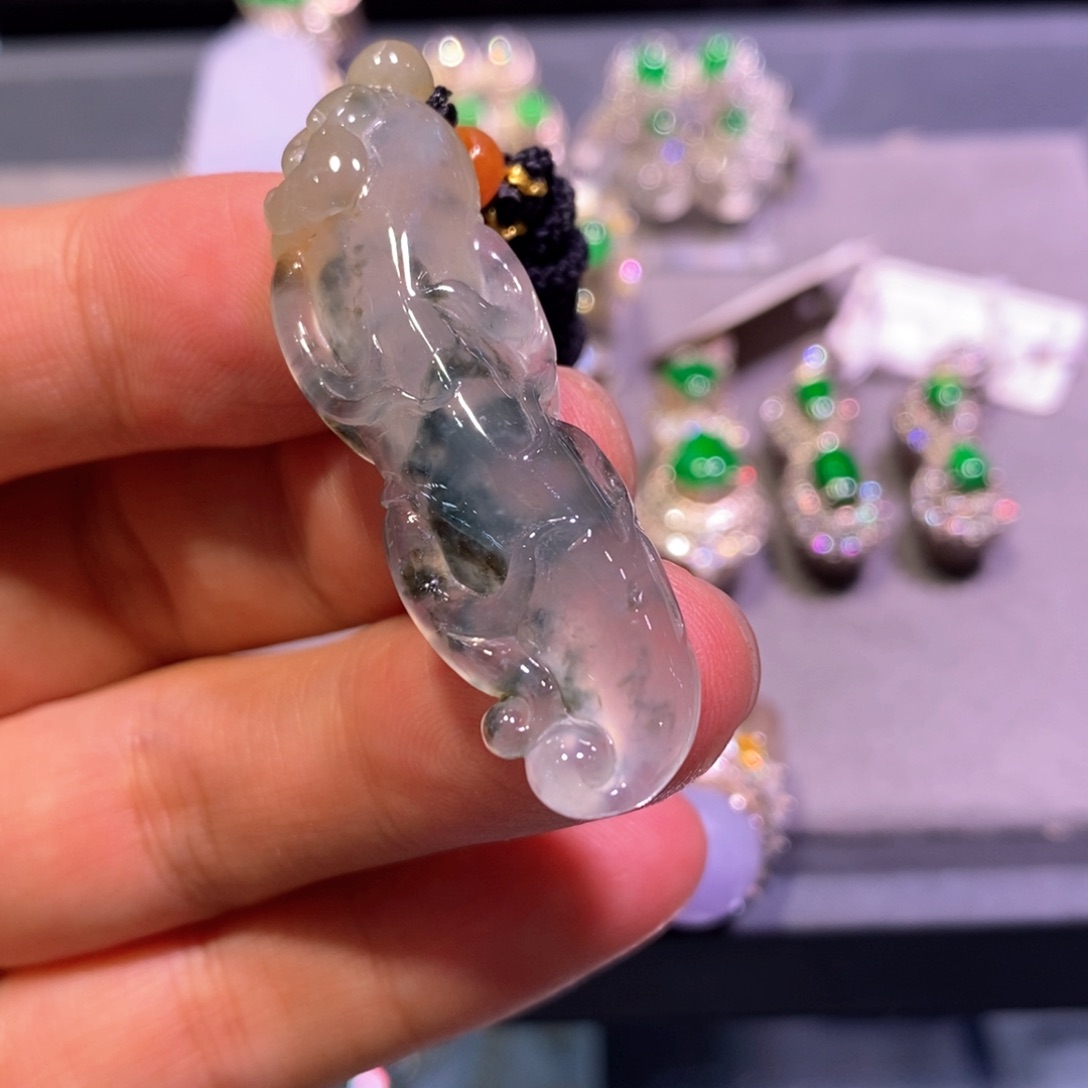 定制翡翠未镶嵌缅甸天然翡翠特色挂件人生如意