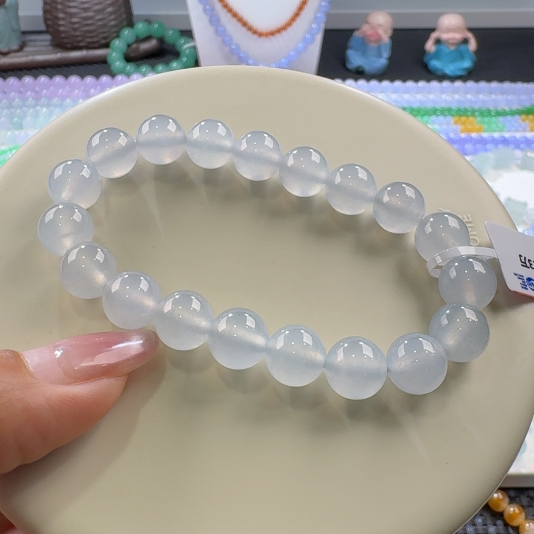 翡翠手链未镶嵌木纳冰胶白月光卡10