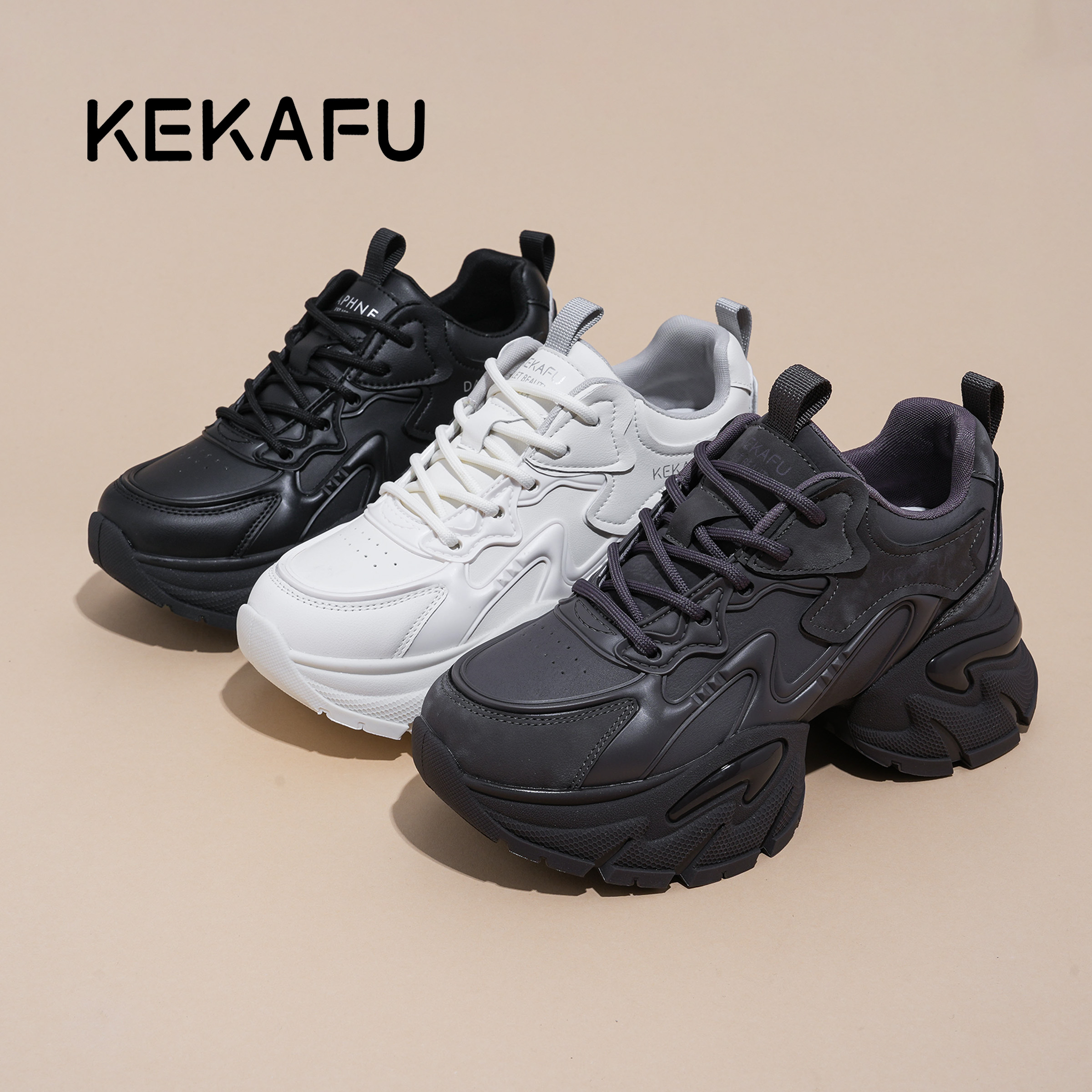 KEKAFU/珂卡芙2025年新款增高显脚小【厚底内增高7CM】时尚老爹鞋