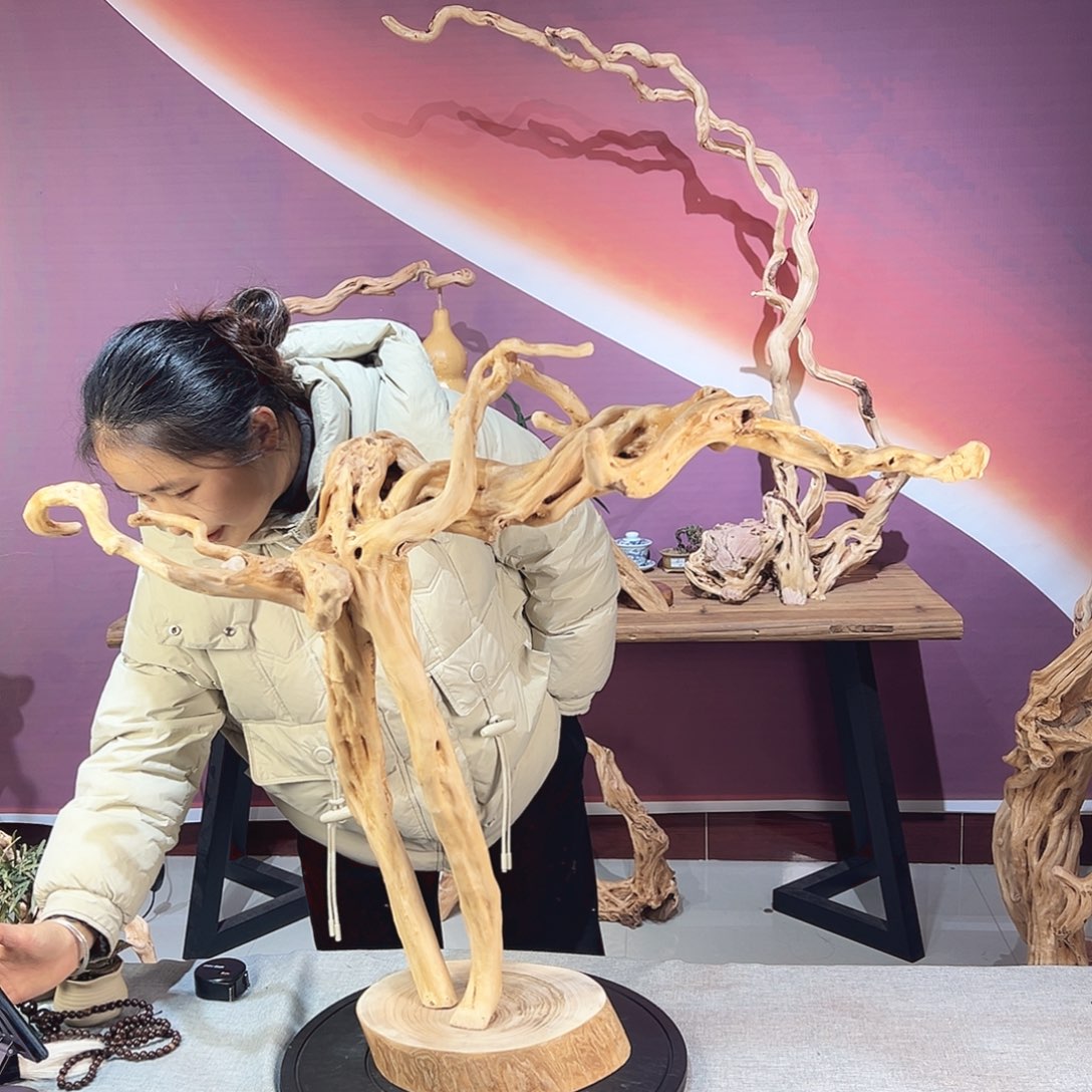 依***柔木天然杜鹃根根艺摆件