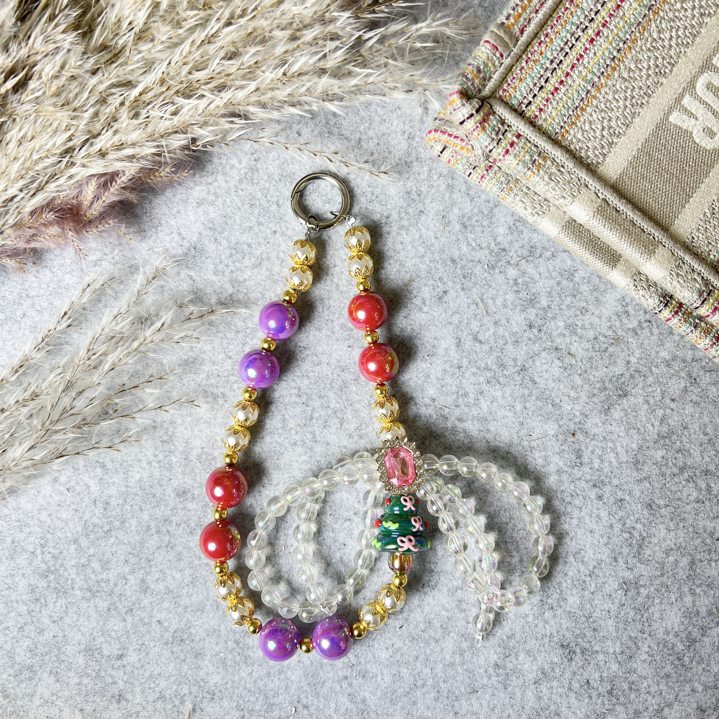 纯手工珠绳手机链包包挂饰DIY女生时尚可爱创意挂件防丢挂链通用