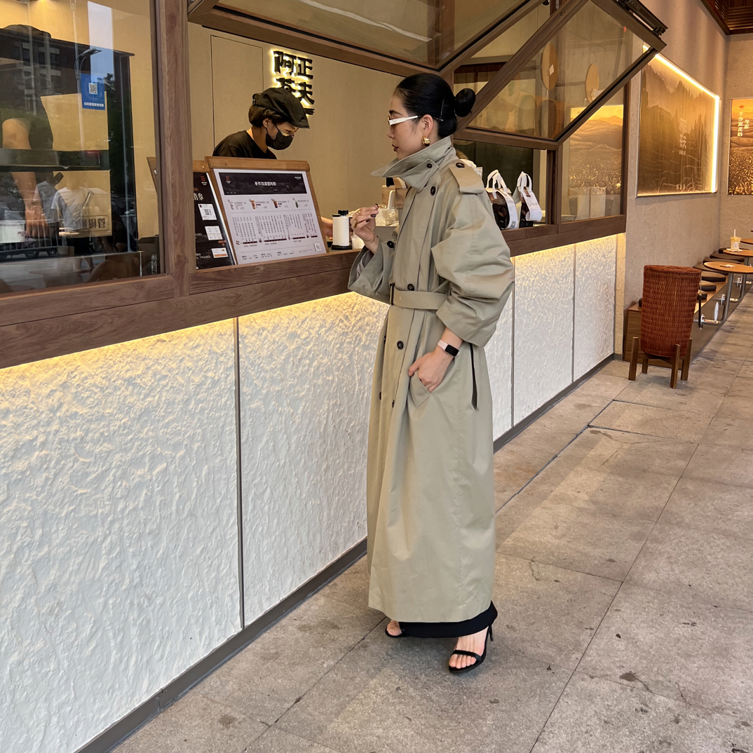 予恩专属秋季新款女中长款宽松休闲显瘦风衣外套配腰带