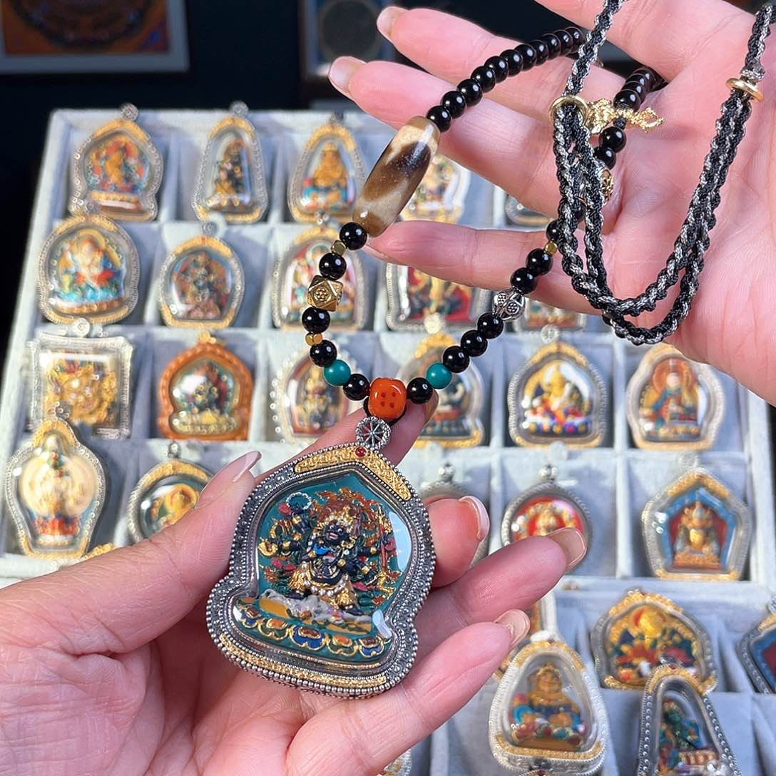 泥塑云*舟大黑天手绘款925银壳子有绳礼盒证书一套发