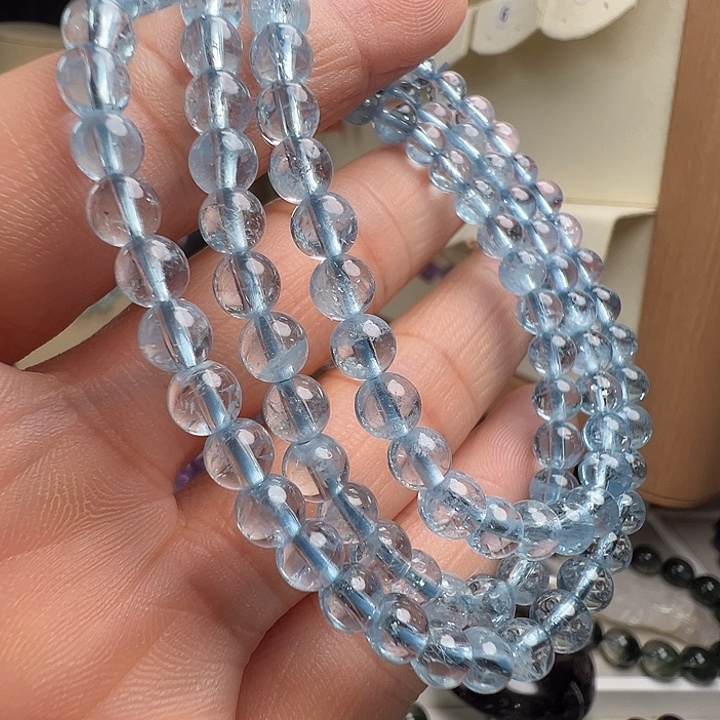 O***貝海蓝宝石未镶嵌手链绕手三圈长链