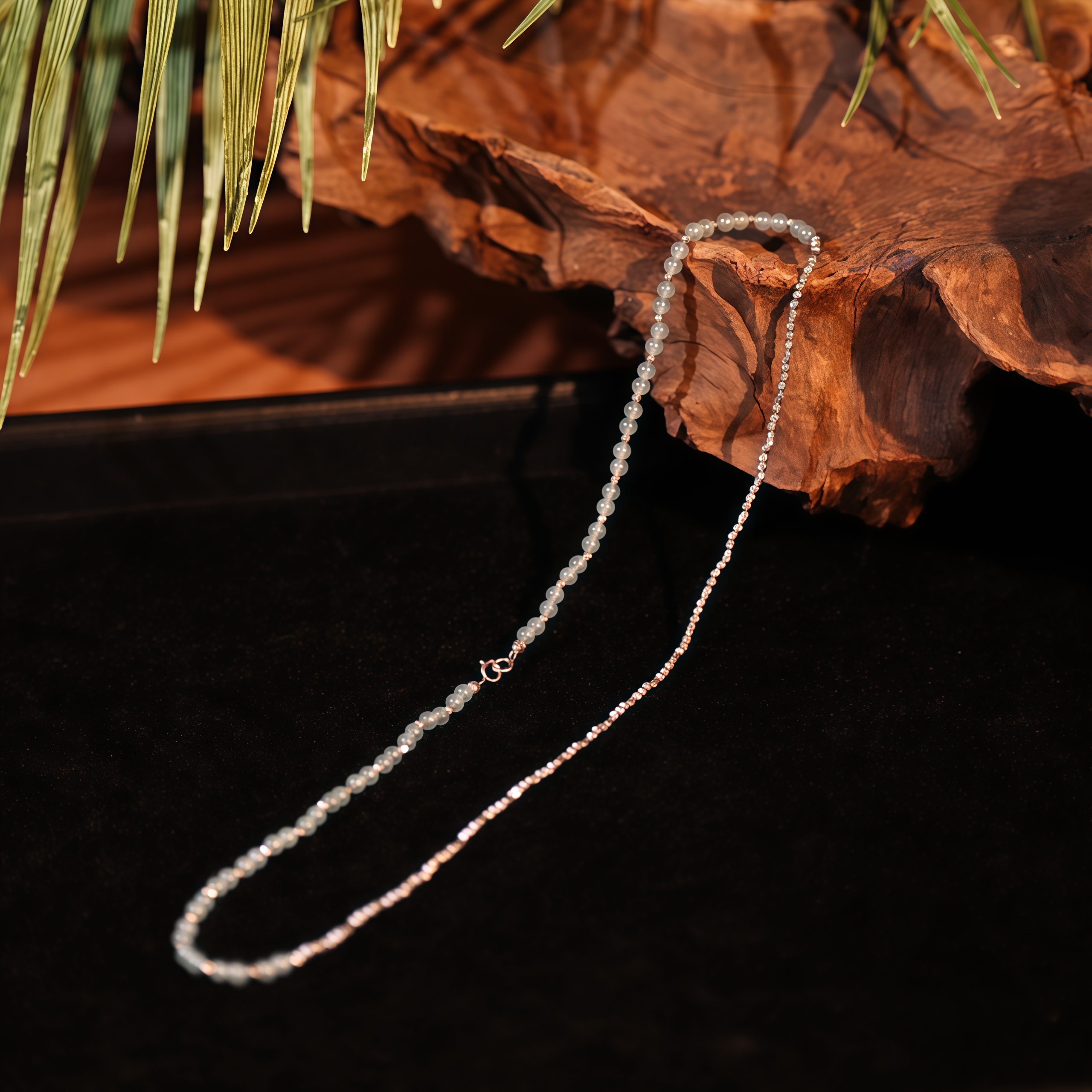 浩瀚*翡翠*毛衣链*18K金镶嵌（K白款）