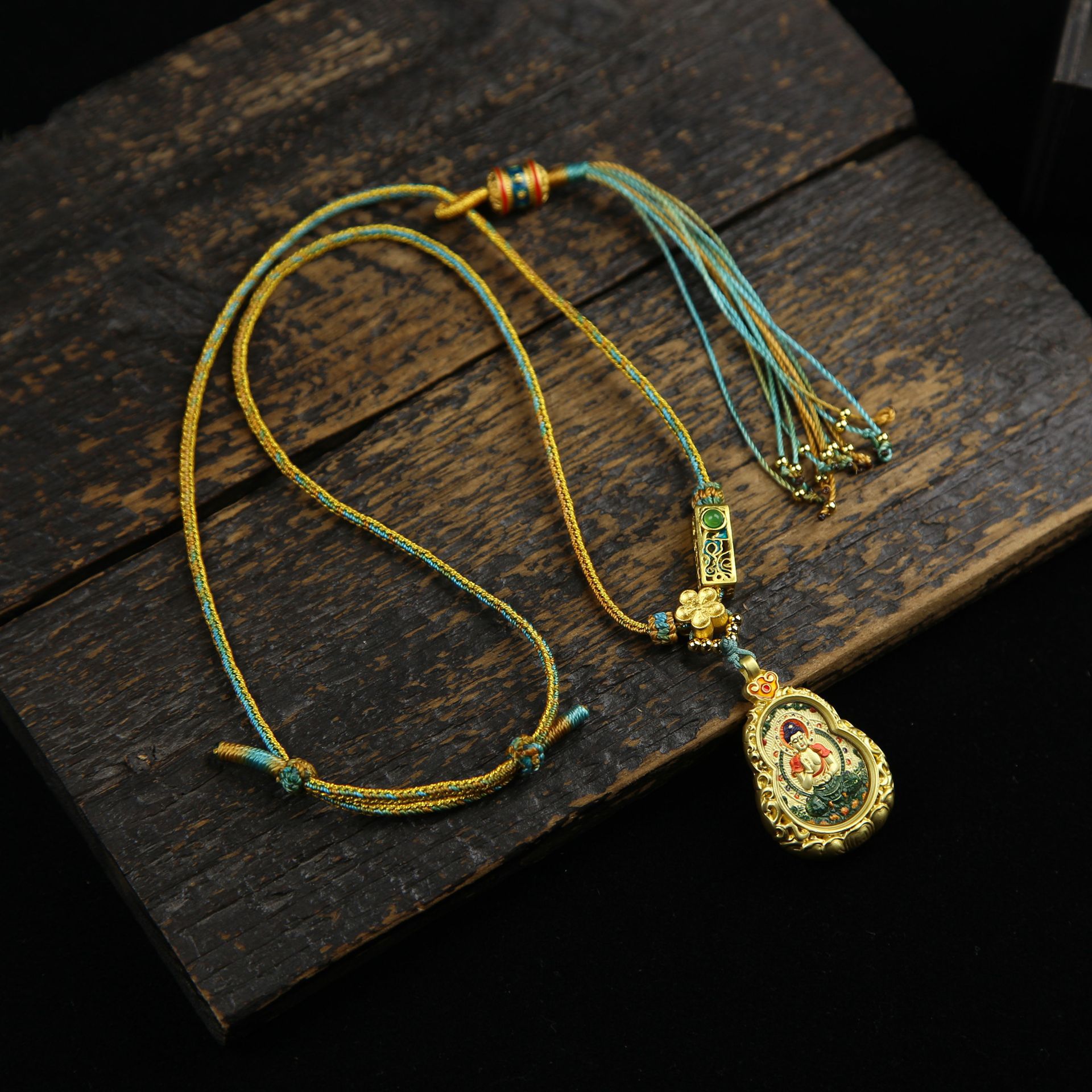 【师傅推荐】黄铜本命佛转经筒项链守护神莲花挂件唐卡龙五爷守护d