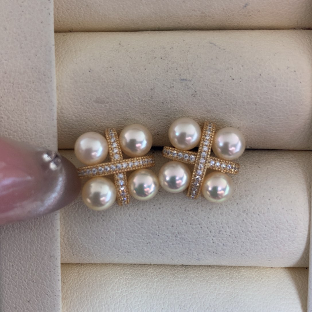 海水珍珠耳饰银S925镶嵌