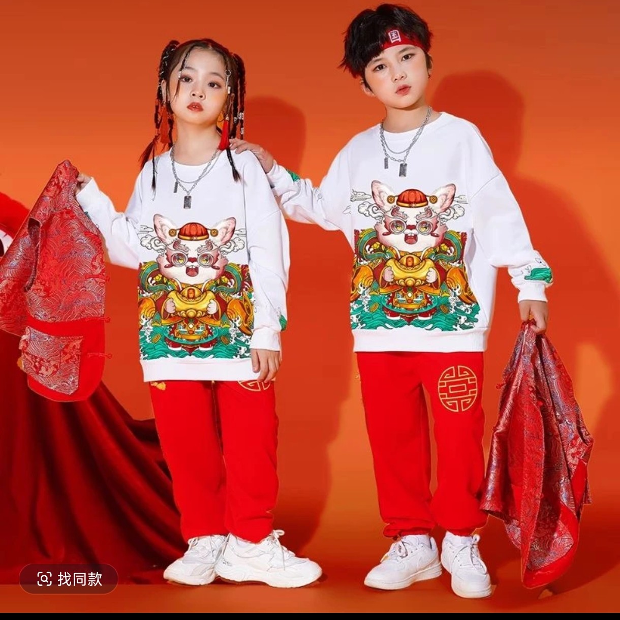 P6白色国潮纯棉儿童卫衣