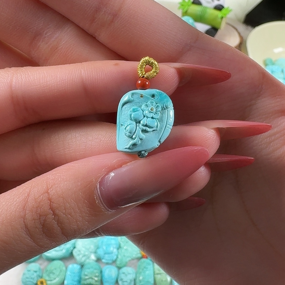 绿松石未镶嵌吊坠(不含链)书本梅花牌