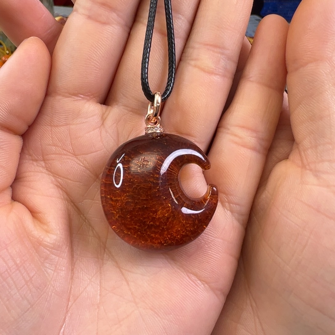 蜜蜡裸石银S925镀金镶嵌琥珀