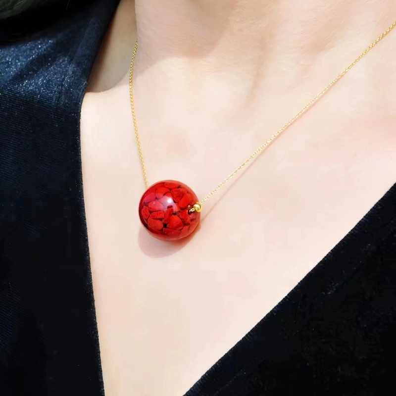 【普陀山】晶体砂原矿砂辰砂石锁骨链吊坠 赠【锦囊】