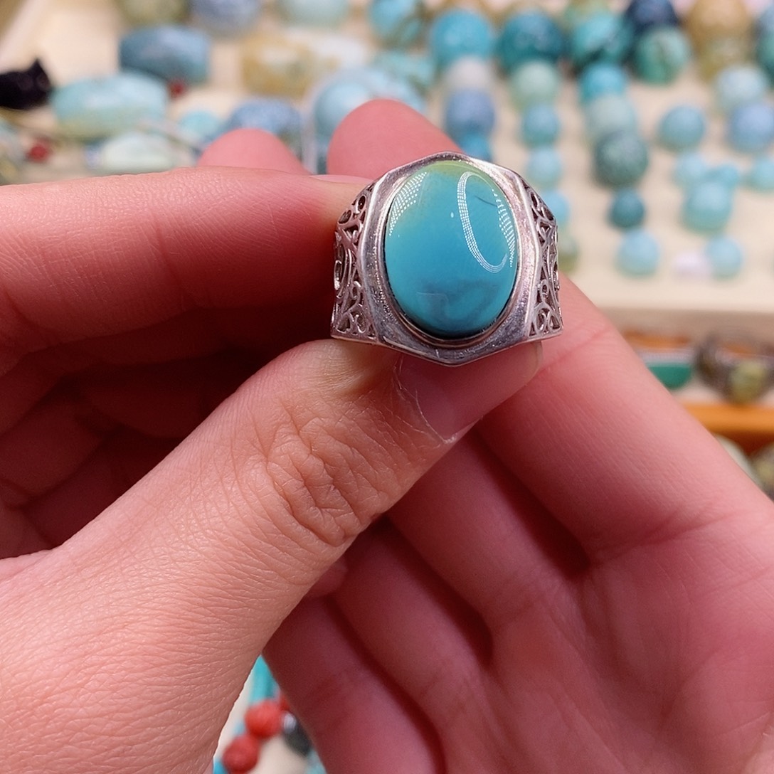 绿松石珠宝奇石银S925镶嵌林*卿