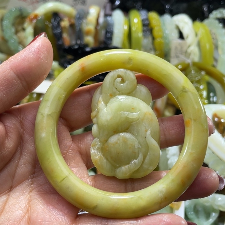 岫玉未镶嵌手镯59.60