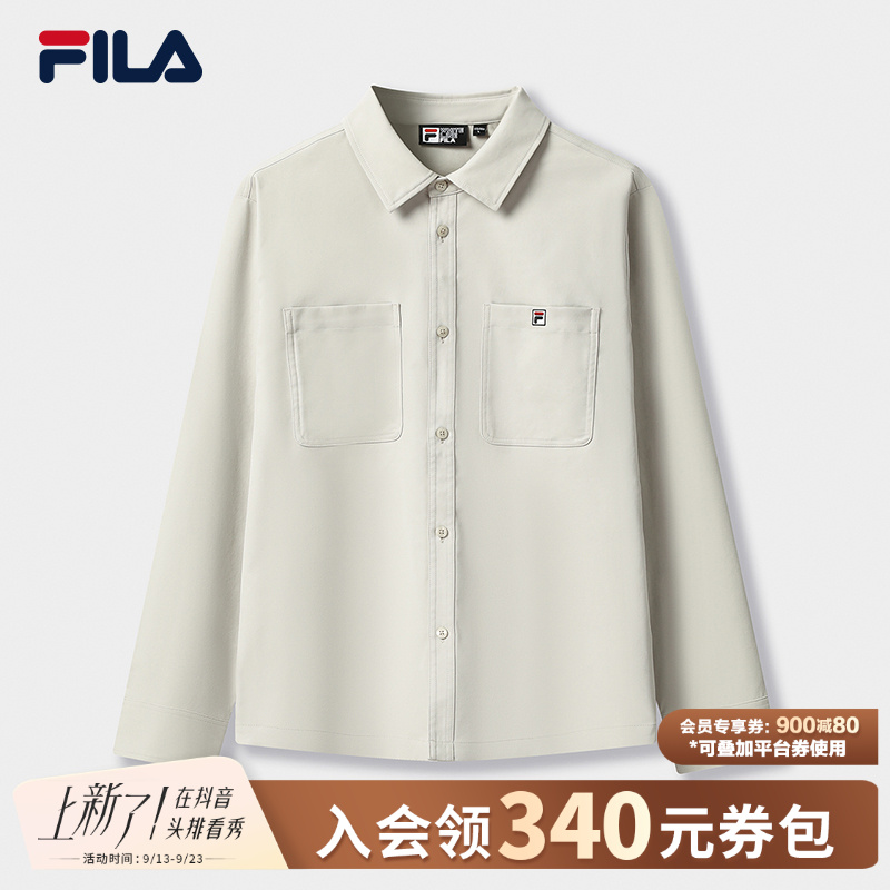 FILA斐乐男士【优雅衬衫】2025年秋季新款休闲翻领外套F11M548403F