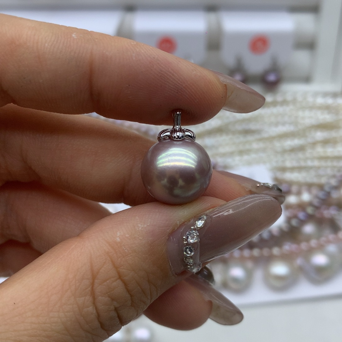 淡水珍珠银S925镶嵌吊坠(不含链)