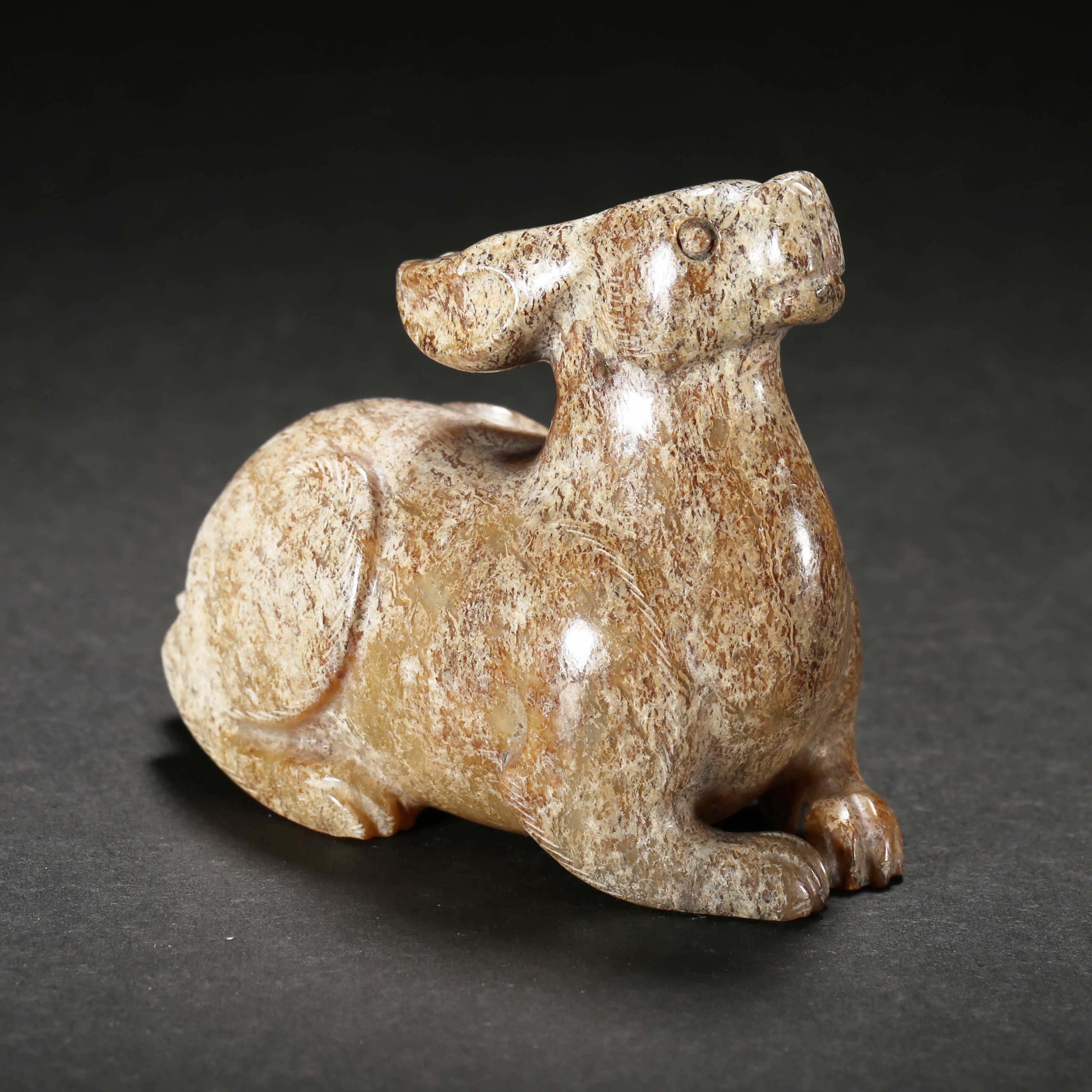 明代*JAQ25062569/白玉兔形把件/和田玉【北京文博】