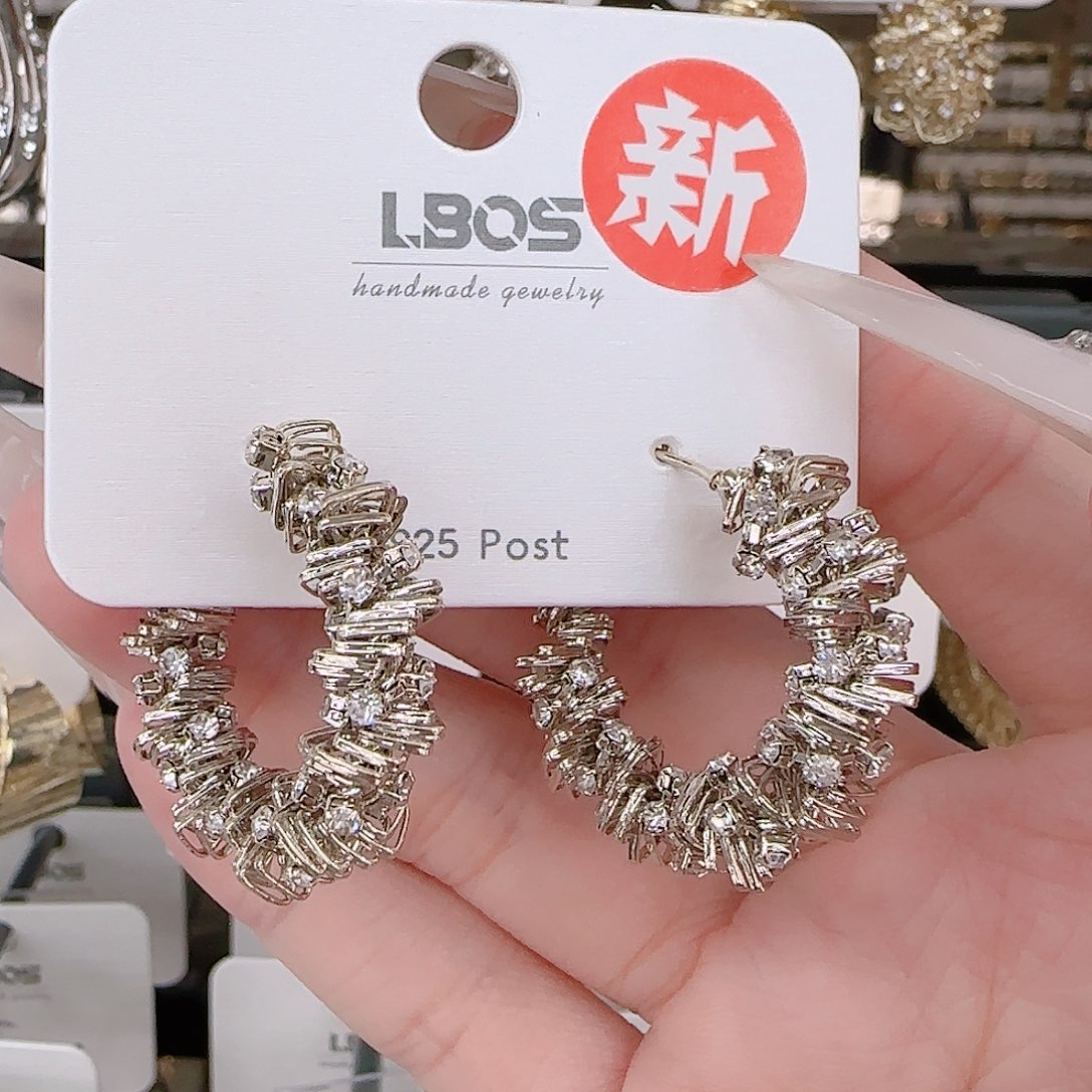 铜合金锆石925银耳环