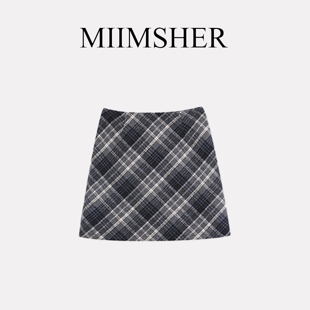 筱筱格兰系列 复古格纹半身裙2024新款高腰百搭短裙MS245133