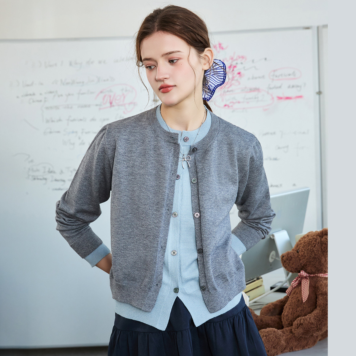 【茉茉专属】慵懒软糯假两件开衫毛衣针织衫AEW1Z1B18