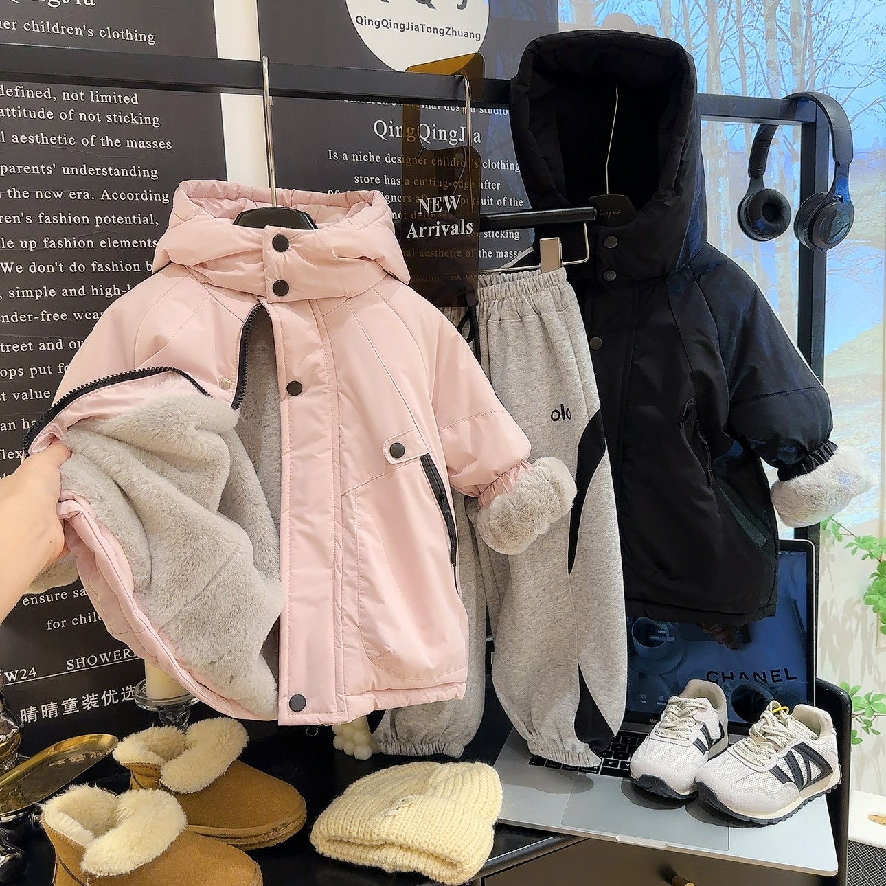 【主播推荐】【顾奈】1835儿童户外防寒兔毛保暖冲锋衣外套