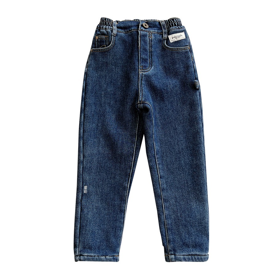 K4428男童加绒裤子冬装中大童修身棉裤韩版儿童一体绒牛仔裤潮